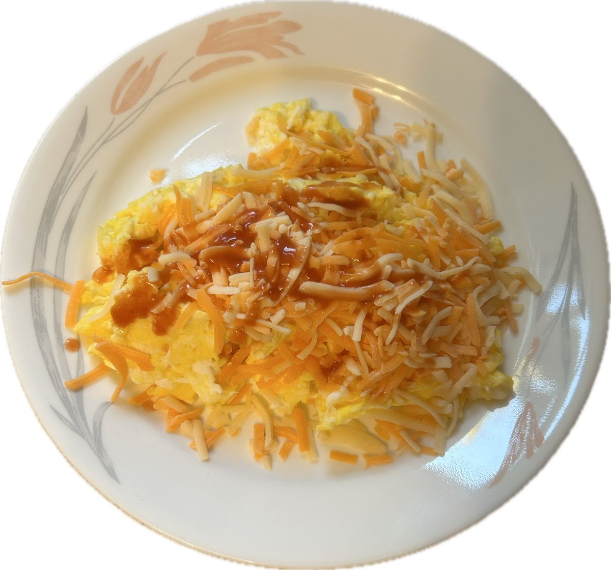 After 5 x 23h fasts, weekend Breakfast awaits. 

6 eggs (290g)
60g of cheese 
Cooked in butter
Frank’s Red Hot
