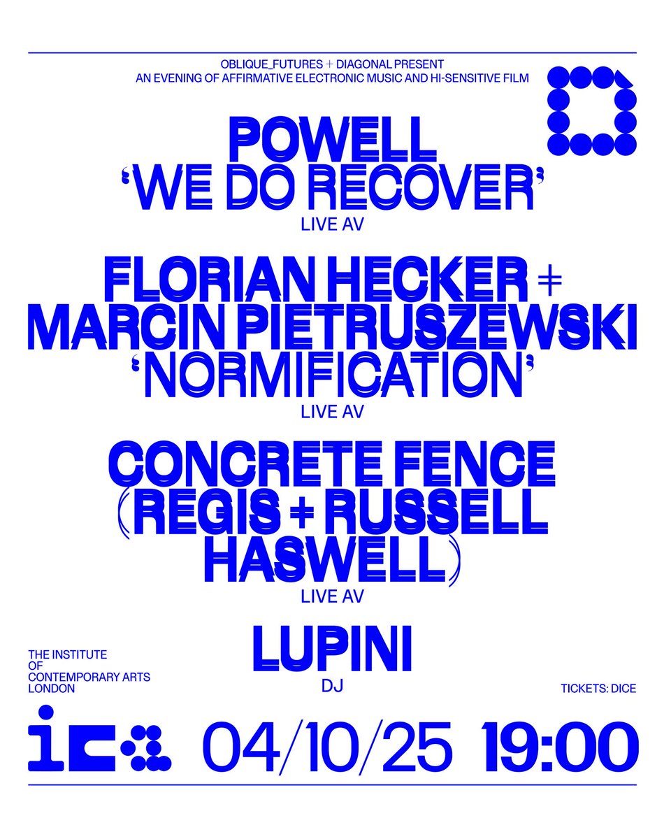 Tonight in London at <a href="/ICALondon/">Institute of Contemporary Arts</a> — few tickets left: ica.art/live/oblique-f…