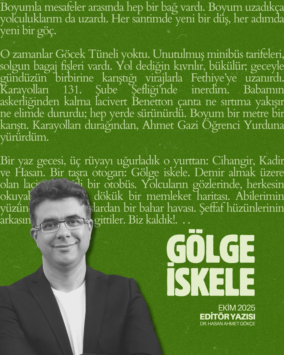 Bu ay Nevbahar Dergisi “Yollar Bize Memleket” kapağıyla okurları ile buluşuyor. Editörün yazısı sizi bu dosyanın huzurlu iklimine davet ediyor.

Bağlantıya tıklayarak “Gölge İskele” başlıklı yazının tamamını okuyabilirsiniz.

nevbahardergisi.com/golge-iskele/
