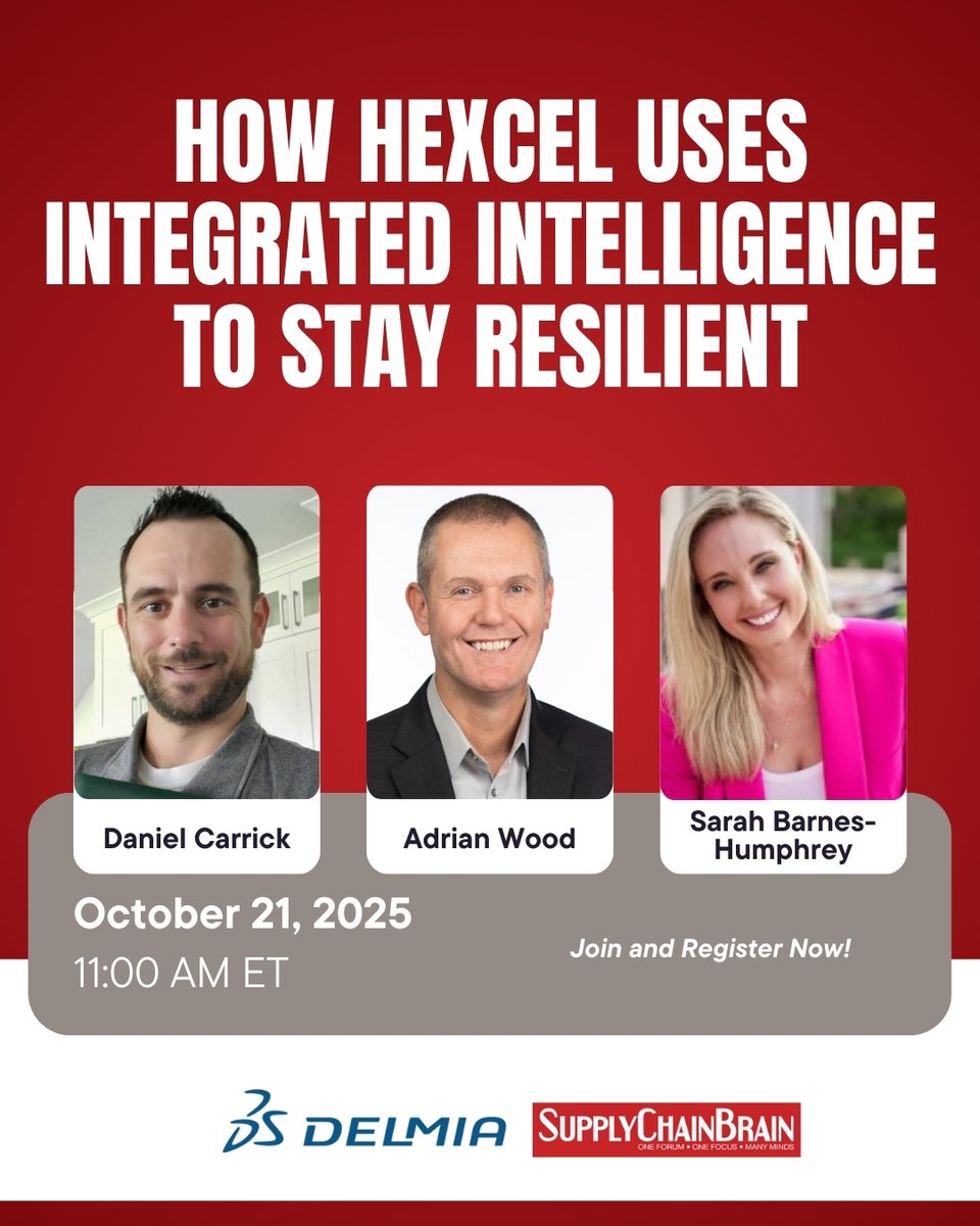 SCBrain's tweet image. Register Now: ow.ly/cvqQ50WUk2g 
Join our webinar on Oct 21 to see how integrated planning, AI, and virtual twins transform silos into one connected network. Don’t miss this insightful session! #digitaltradenetwork #digitalsupplychain #delmia #supplychainbrain