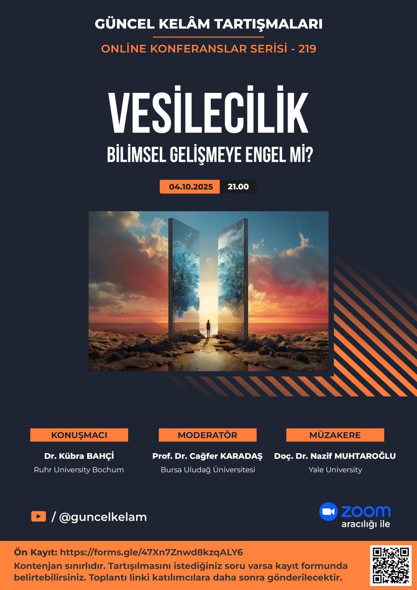 Temel vizyon ve çaba açısından daima ilgi ve gıptayla takip ettiğim Güncel Kelâm Tartışmaları çerçevesinde "Vesilecilik Bilimsel Gelişmeye Engel Mi?" sorusunu irdelemeye çalışacağım. <a href="/mbulgen/">Mehmet Bulgen</a>, <a href="/nazifmuhtaroglu/">Nazif Muhtaroğlu</a>  ve Cağfer Karadaş hocalarıma katkıları için teşekkür ederim.
