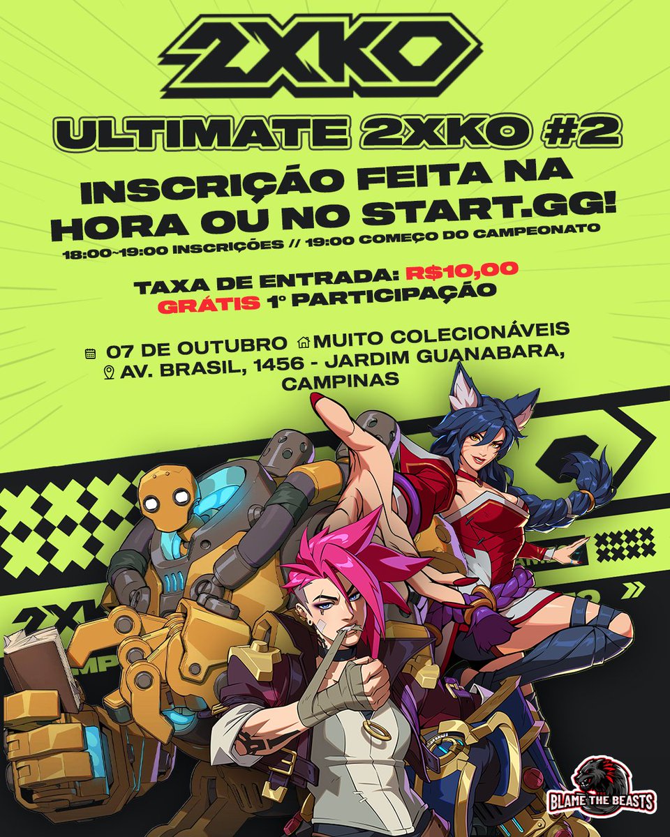 BlameTheBeasts's tweet photo. Bom dia! Viemos contar uma surpresa legal pros jogadores de @2XKObrasil  do interior de SP: Terça-feria (07/10) de noite vai rolar um torneio pra comemorar o lançamento oficial do jogo que já vem com uma doação de pot bonus bem generosa! Bora?

Inscrição: https://t.co/4uiGW3UQo0 https://t.co/SmAxkBY5OT