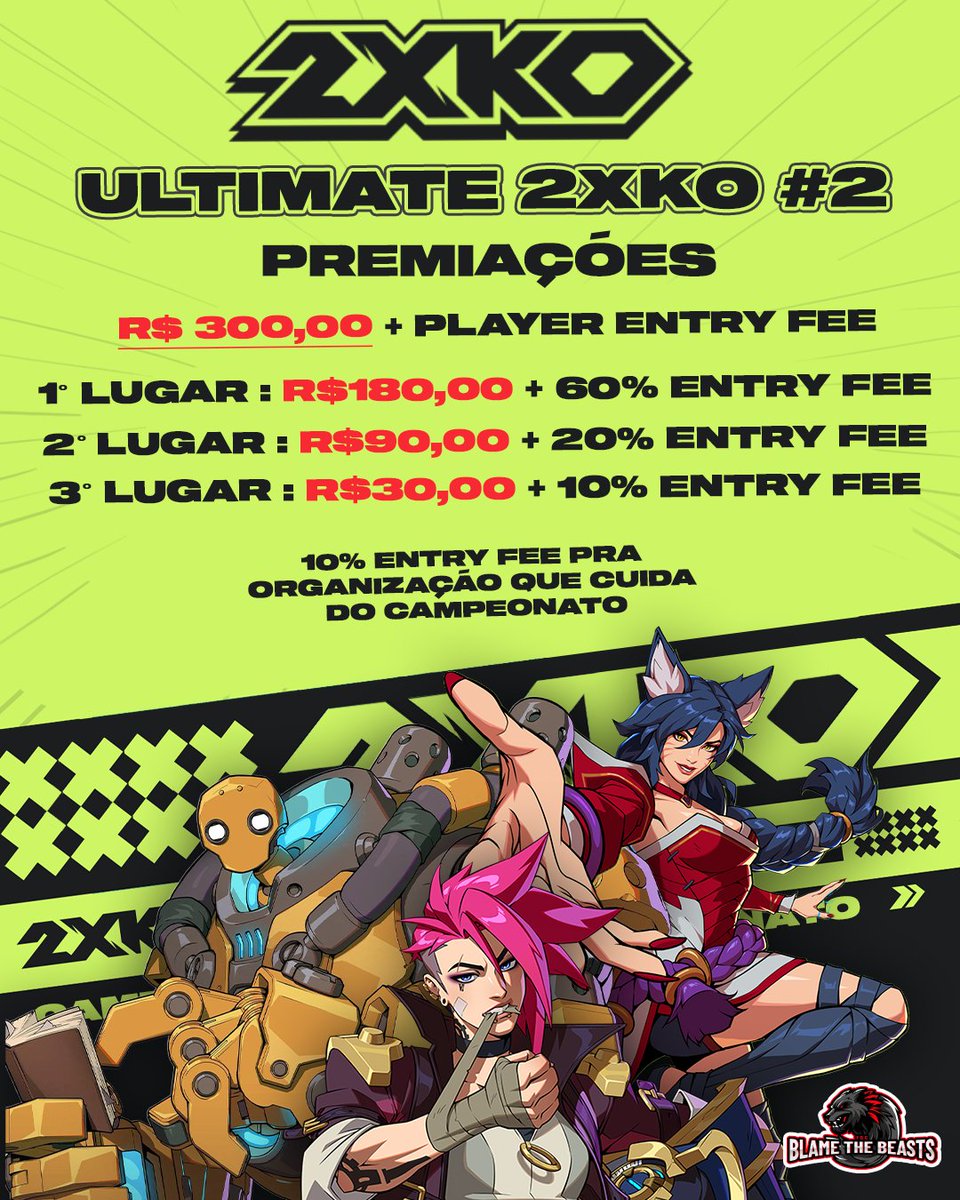 Bom dia! Viemos contar uma surpresa legal pros jogadores de <a href="/2XKObrasil/">2XKO Brasil</a>  do interior de SP: Terça-feria (07/10) de noite vai rolar um torneio pra comemorar o lançamento oficial do jogo que já vem com uma doação de pot bonus bem generosa! Bora?

Inscrição: start.gg/tournament/ult…