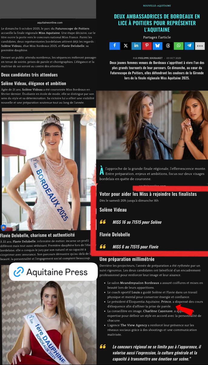 J-1 pour nos ambassadrices Solène &amp; Flavie pour l’élection de #MissAquitaine. 

Nous les avons préparées elles sont prêtes. 

Mes Girondins #Bordeaux à vous de jouer ❤️
Votez en masse 🤎 
#futuroscope #poitiers #miss #aquitaine 
Lien : urlr.me/7buNEV