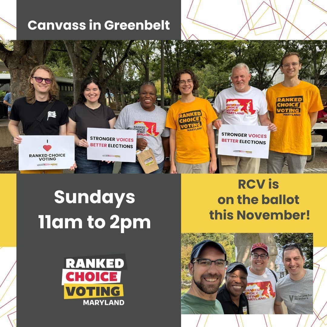 Our friends at @rcvformaryland are busy canvassing for #RCV in #Greenbelt! See how you can help out the effort at