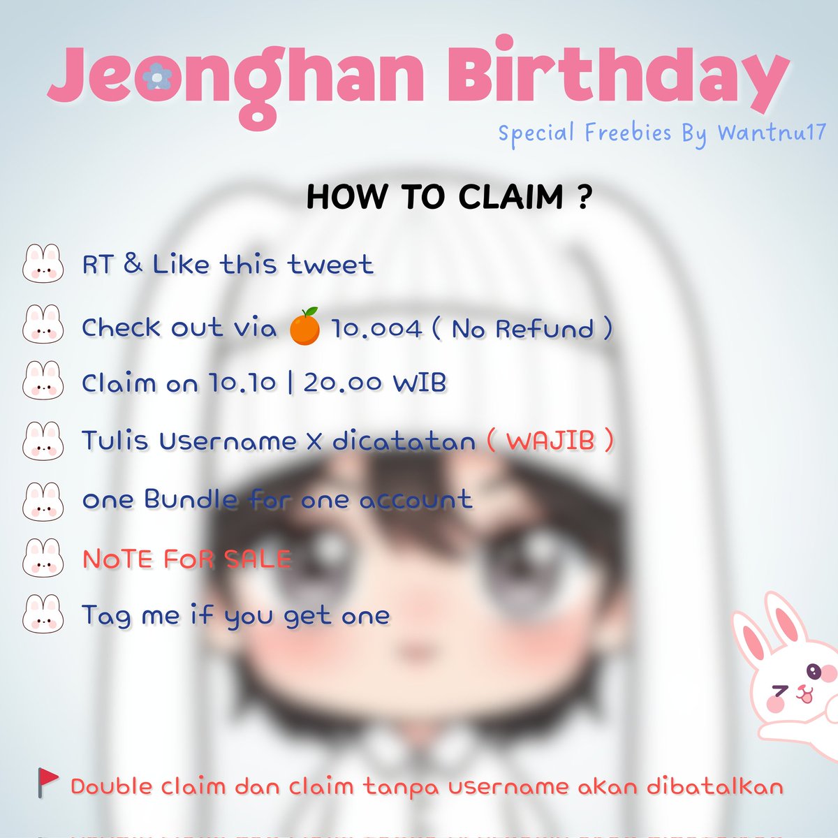 .°✮Jeonghan Birthday Freebies✮°.
    ~ By <a href="/wantnu17/">Tik</a>

🐰 RT &amp; Like
🐰for Ina Carat, Jjeongjjeongie, &amp; Carat - Mulfan
🐰 Please follow the rules ‼️
🐰 id.shp.ee/bjTgSGr | 10.10 | 20.00 WIB