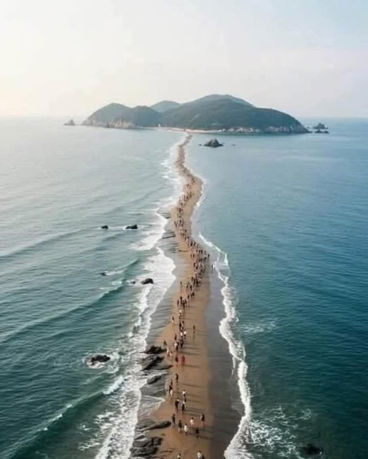 Tekeomas's tweet photo. In South Korea, the sea opens twice a year for just 1 hour allowing free passage between Jingo and Modo islands for a short period of time. https://t.co/0c2mATqi2I