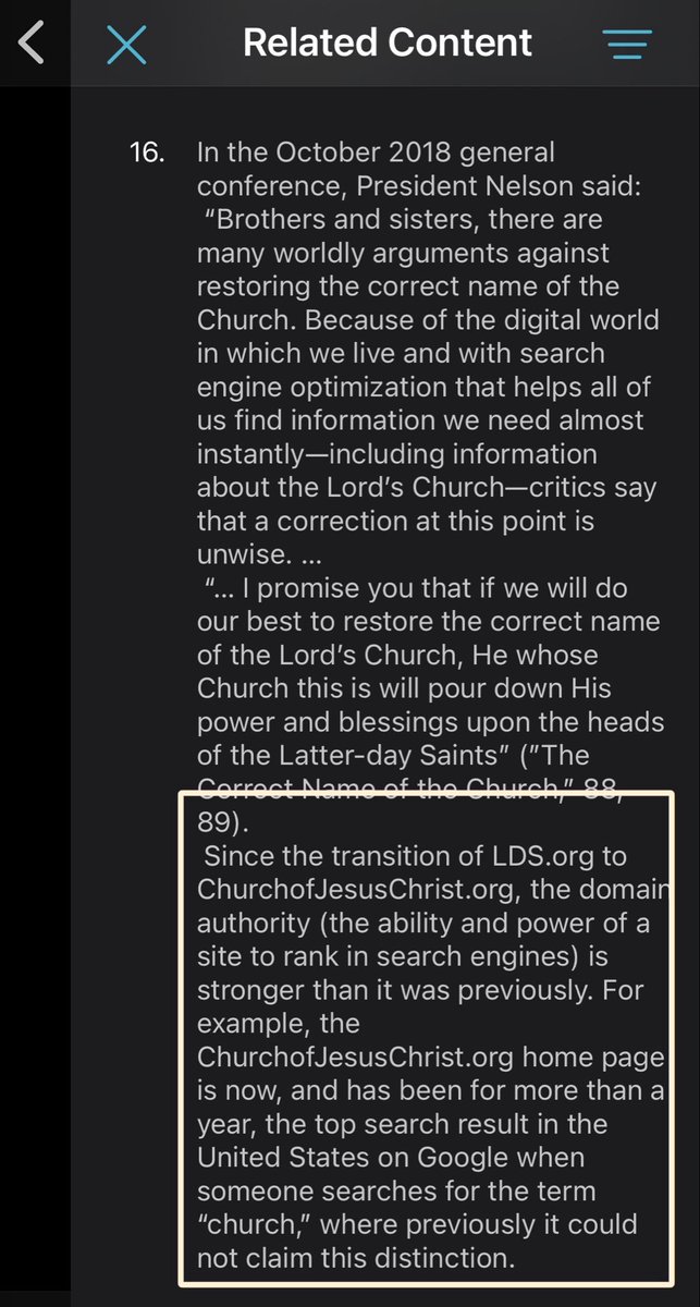 TeeplesCY's tweet image. A notable result of President Nelson’s emphasis on using the correct name of the Church:

Elder Andersen noted in his Oct. 2021 talk that after the Church updated its website URL, it became the top search result for the word “church.”

The previous site never reached that status.