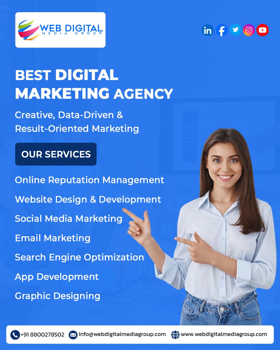 digitalwebgroup's tweet image. 🚀 Boost your business with @digitalwebgroup the best digital marketing agency for SEO, #Social_Media, #Web_Design & more. Creative, data-driven, and result-oriented marketing that works for you! 🌐
🌐 webdigitalmediagroup.com
#WebDigitalMediaGroup #DigitalMarketing