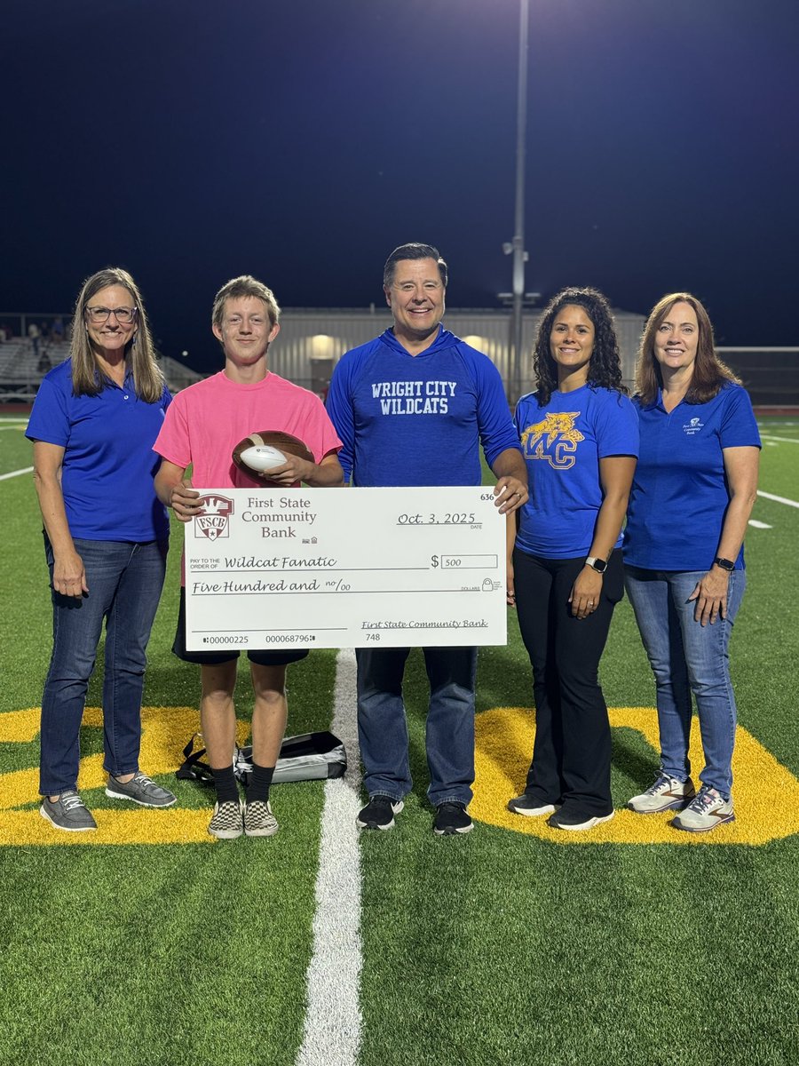 We are incredibly grateful for the generous support of First State Community Bank! 

This week, they partnered with our Athletics Department with both a $1,000 donation and an exciting field goal contest during the game. Our very own student, Seth Potter, nailed the field goal!