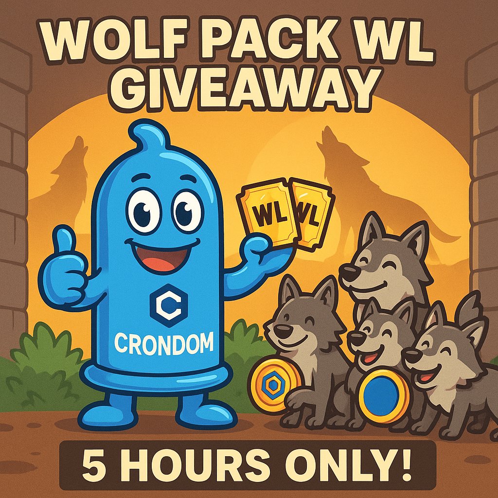 🐺 Any <a href="/wolfswapwolfies/">Wolfies</a>  pack here? 👀

We’ve got 3 WL spots to give away! 🏆
Just grab $50 of $DOM today and secure your whitelist spot! 💦

Only 5 hours to jump in — don’t stay unprotected fam. Drop ur 0x in comments to confirm. ⬇️😏
#Crondom #DOM #Cronos #Wolfswap