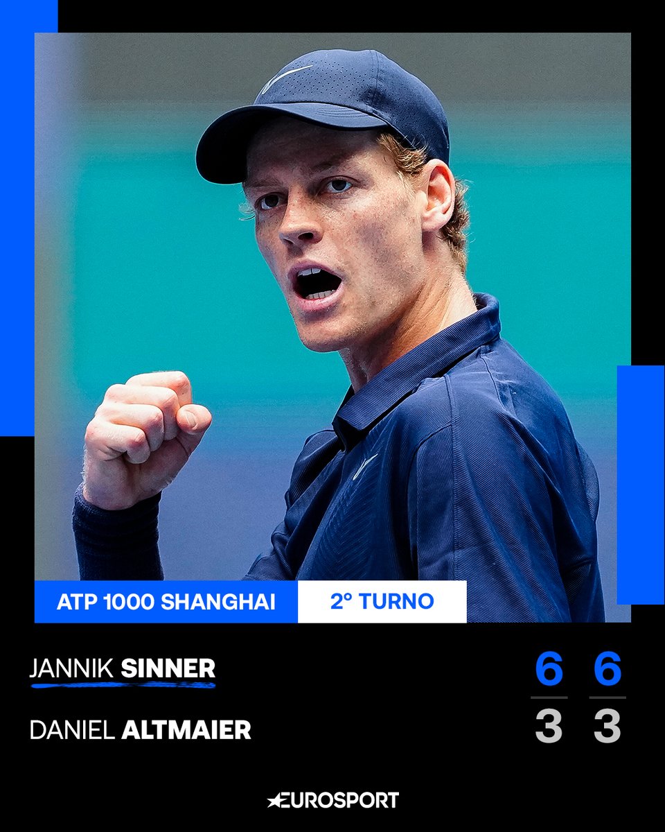 Eurosport_IT's tweet photo. JANNIK NON SBAGLIA ALL'ESORDIO 🇨🇳🦊

Tre giorni dopo il trionfo a Pechino, Sinner batte il tedesco Altmaier con un doppio 6-3.

Al terzo turno del Masters 1000 di Shanghai l'azzurro troverà Tallon Griekspoor 🔜

#EurosportTennis #RolexShanghaiMasters #Sinner https://t.co/CmE4nYNvdl