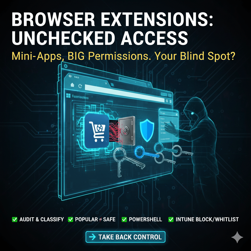 MSEndpointMgr's tweet image. Blog post: Backdoor to Controlled Door: Taming Browser Extensions with #Intune msendpointmgr.com/2025/10/04/tam… #EndpointProtection #GraphAPI #MicrosoftGraph #ModernManagement