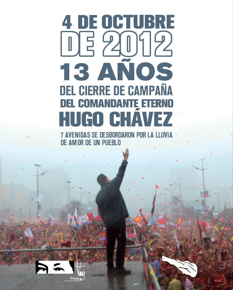 A 13 años de un histórico cierre de campaña, recordamos el compromiso inquebrantable del Comandante Chávez con el Pueblo venezolano.

¡Aquí seguiremos unidos, defendiendo su legado y la soberanía de nuestra Patria! 🇻🇪

#NavidadUnidosYEnPaz #04Oct