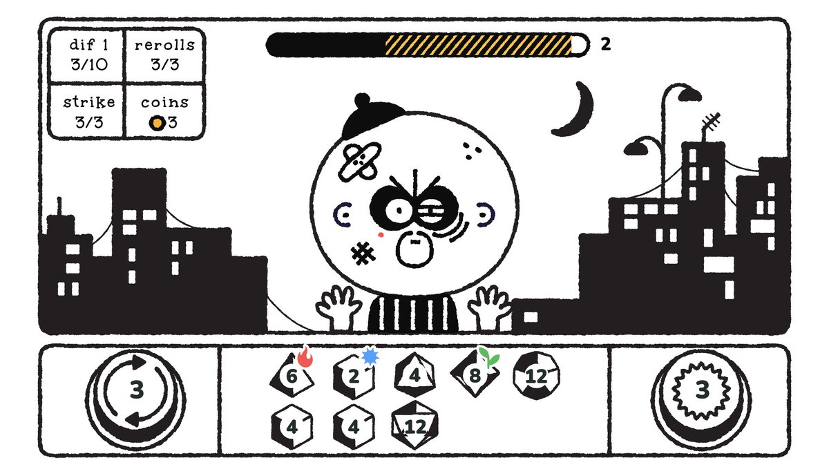 batiali's tweet photo. Here's a concept @muratkalkaman made for our game: Dice Hard! 
#gamedev #screenshotsaturday #indiegame 
if you want to try out the mechanics with programmer art, you can play here and share feedback: https://t.co/3c2ByqXuSR https://t.co/Yd8MDCeZr0