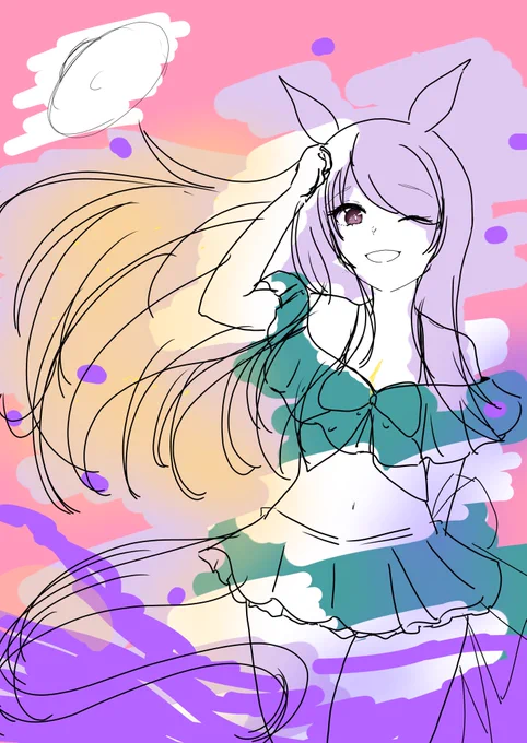 #仕上がりとラフを同時にアップしてみよう 8月くらいからこつこつ描いてました笑