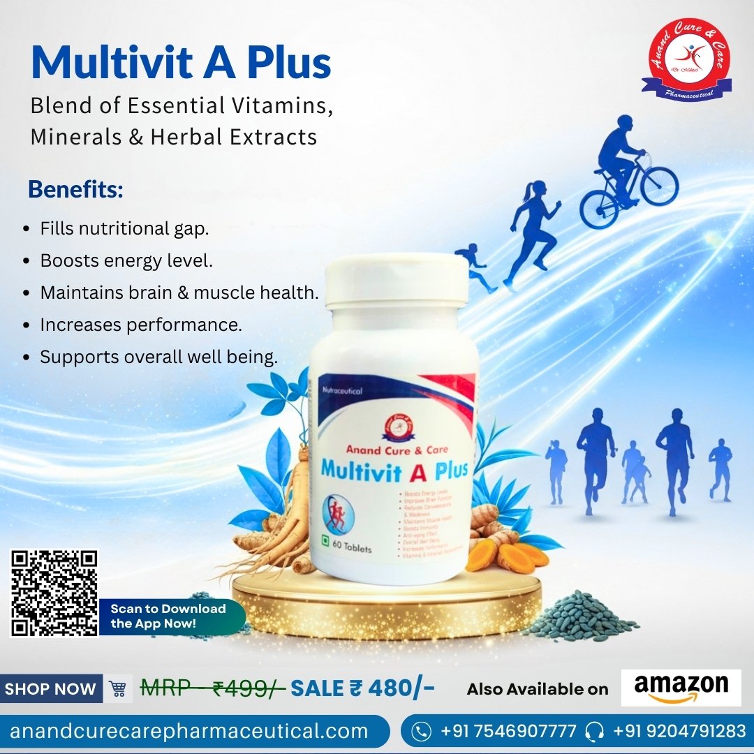 CureAnand's tweet image. Filling those nutritional gaps just got easier! 🎯 Multivit A Plus is your daily dose of overall well-being, designed to boost vitality and keep you feeling your best.

#DailyVitamins #WellnessJourney #HealthSupplements #SelfCareRoutine #Multivitamin #AnandCareAndCure