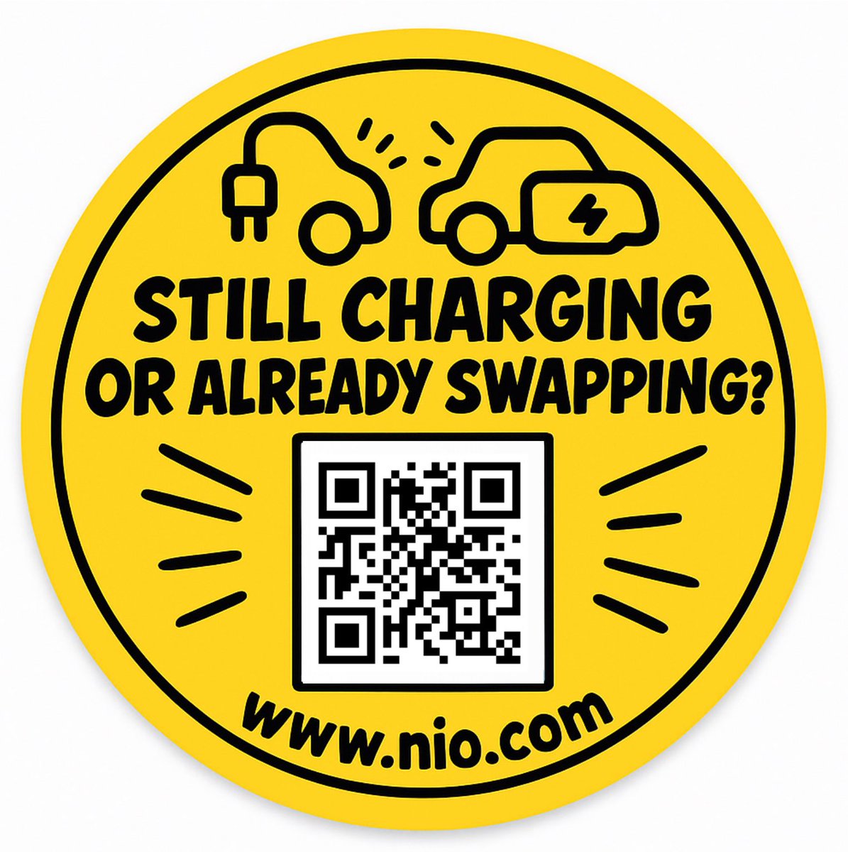 Nobody796's tweet image. ⚡️Wouldn’t it be cool if every charging pile had this sticker?
👉 “Still charging — or already swapping?”
Scan. Smile. Swap. 🔋✨

#NIO #EV #BatterySwap #Innovation #FutureIsNow #Nio100 #onvo