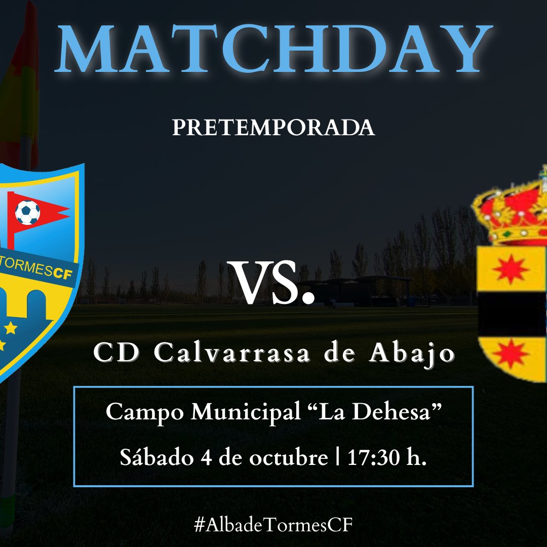 ⚔️ DÍA DE PARTIDO | Nuestro primer equipo se enfrenta esta tarde al CD Calvarrasa de Abajo, en el encuentro previo al comienzo de liga.

¡Vamos Blancos! 🤍

#albadetormescf