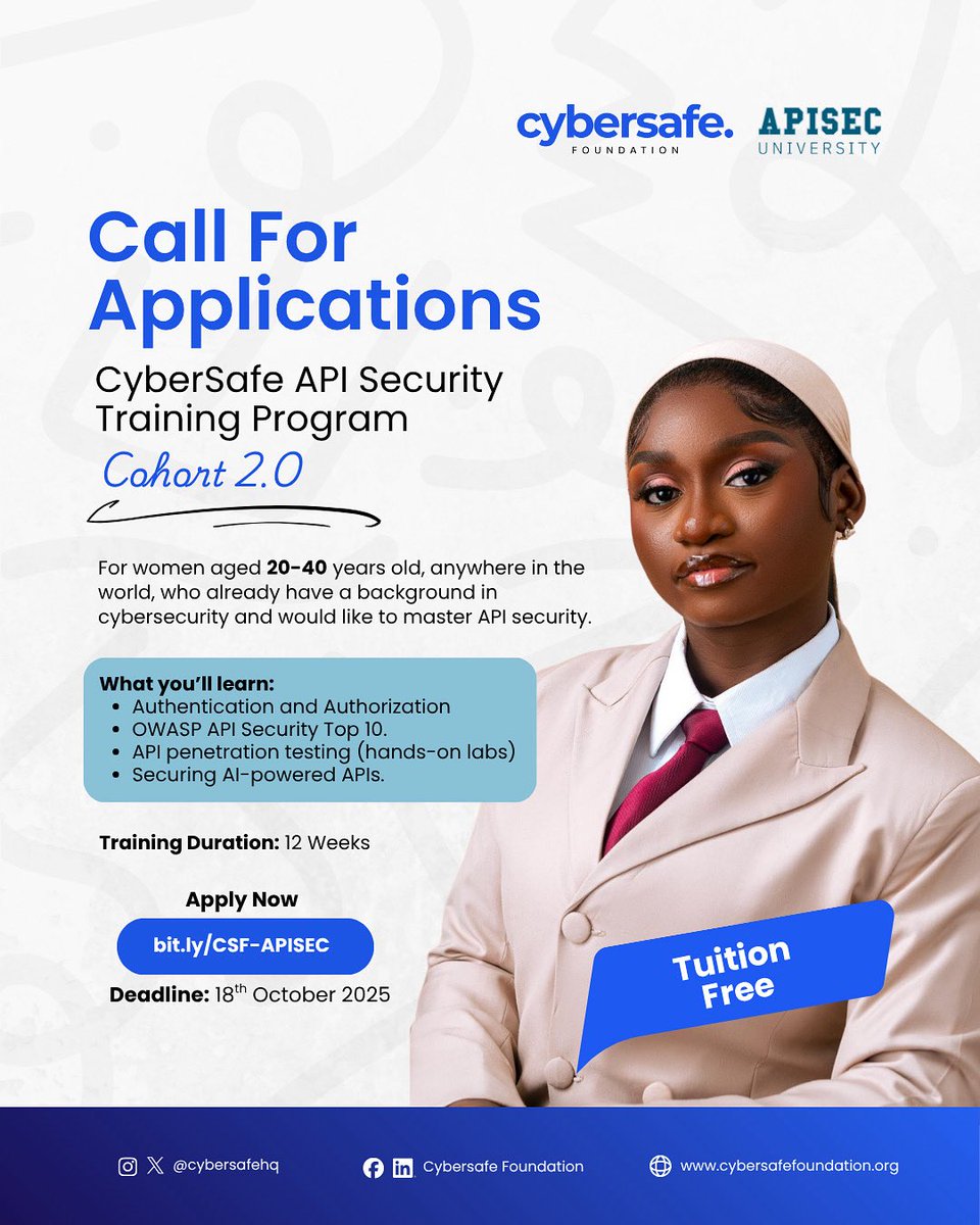 sisinerdtweets's tweet image. In Mariah Carey’s voice, “Its timeeeeeeeeeeeeee!”💃🏻 

To read more and apply for this @cybersafehq training, visit  cybersafefoundation.org/our-programs/a…

Please note that this is a high accountability hands-on training that requires a minimum of 83% attendance and consistent task completion…
