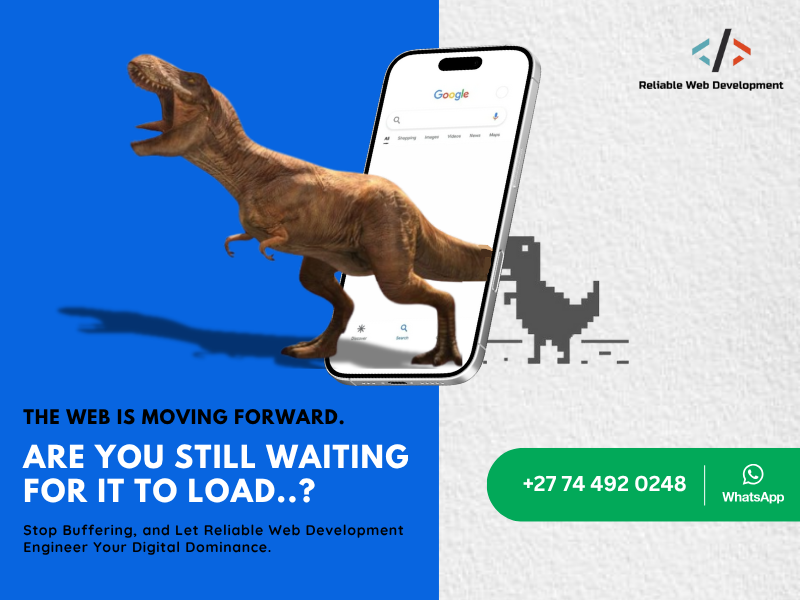 ReliableWebDev1's tweet image. THE WEB IS MOVING FORWARD. ARE YOU STILL WAITING FOR IT TO LOAD..? 🦖 Don&apos;t let a slow site make your business extinct.

Lost visitors = lost money. We engineer fast, modern, dominant websites. Stop buffering your potential. Engineer Your Digital Dominance. 💻