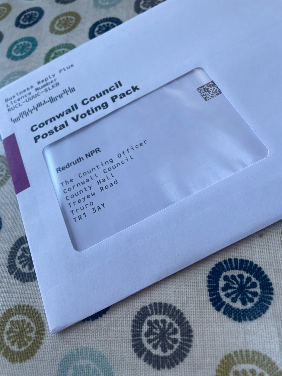 Just competed my postal vote the #Redruth plan. It’s a 136 page document, excluding annexes. I doubt many people will read it, but I’m a geek. Can’t help thinking the vote is performative rather than necessary but greatful to <a href="/CornwallCouncil/">@cornwallcouncil</a> for honouring democracy. #planning