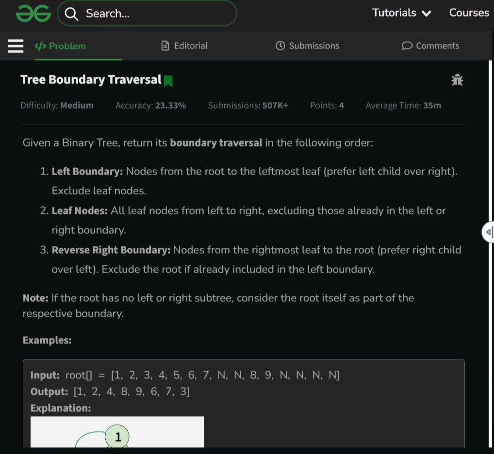 rubayedahmed_'s tweet image. Day 157 – DSA Journey 🚀
Today I learned some interesting binary tree traversal techniques:
• Vertical Order
• Diagonal Order
• Tree Boundary
Each added new insight into visualizing and processing trees. 🌳
#DSA #BinaryTree #LeetCode #GeeksforGeeks #CodingJourney