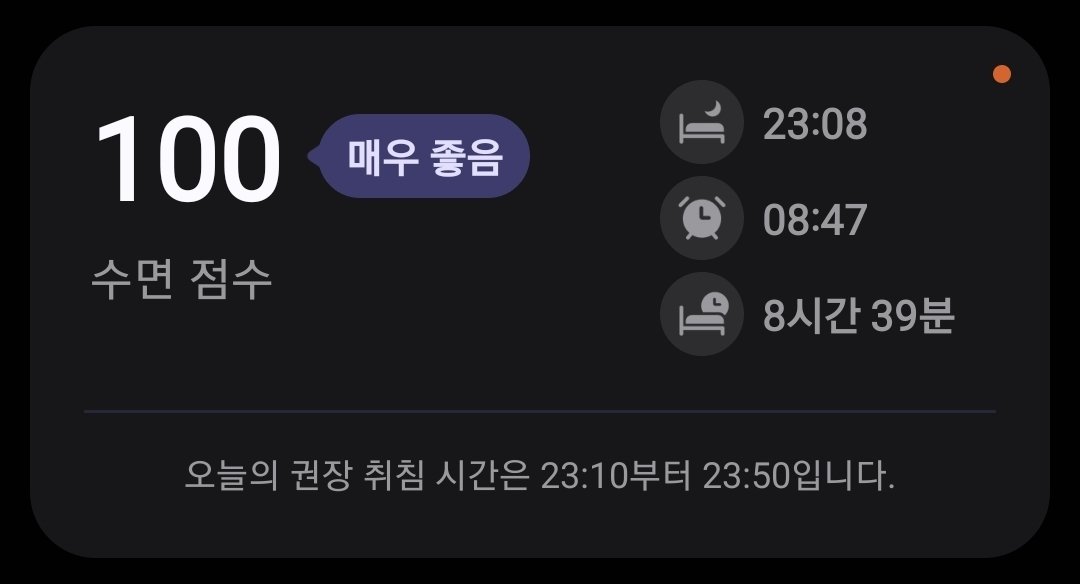 yehkeepgoing's tweet image. 삼성 헬스에서 수면 점수 100점 맞기는 또 처음이네. 100점이 나올 수 있긴 하구나...
덕분에 오늘 하루 활기차게 보냈습니다!!