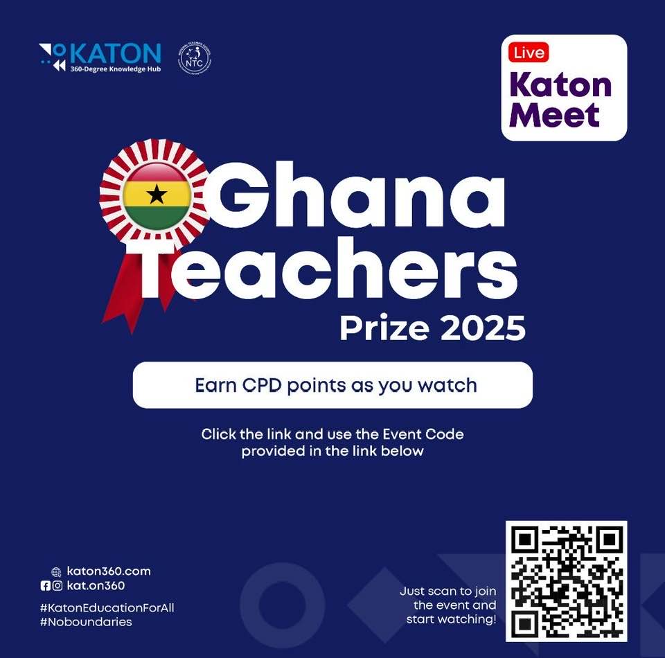 Watch the #2025GhanaTeacherPrize🇬🇭 LIVE on Katon Meet <a href="/Katon360_/">Katon360</a> and earn CPD points instantly! Katon – "Education for All, No Boundaries".
#NationalTeacherPrize2025 #GhanaTeachers #CPDPoints #TeacherDevelopment #KatonMeet #CPDGhana #TeacherLife #TeachersMatter #EducationForAll