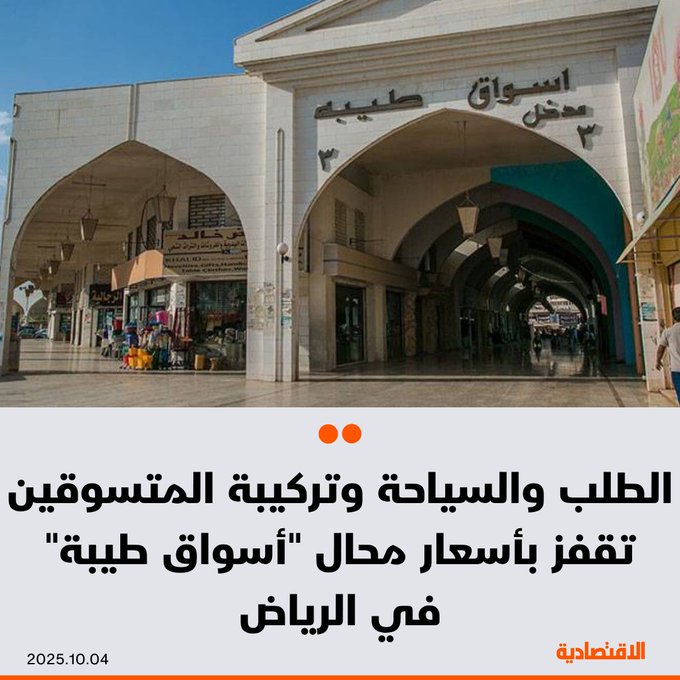 شهدت "أسواق طيبة" أحد أقدم المراكز التجارية في شمال الرياض، تحولات عقارية جذرية منذ تأسيسها قبل 35 عامًا، حيث قفزت أسعار بيع المحال من 350 ألف ريال في أواخر الثمانينيات إلى 17 مليونا حاليًا للمحل الواحد، مدفوعة بعوامل تشمل الموقع الحيوي، وارتفاع الطلب المحلي، وتنامي الإقبال السياحي، وتغير تركيبة المتسوقين، بحسب مستثمرين وخبراء تحدثوا ل الاقتصادية - إيجارات المحال ارتفعت من 40 ألف ريال إلى أكثر من 500 ألف ريال سنويا. 