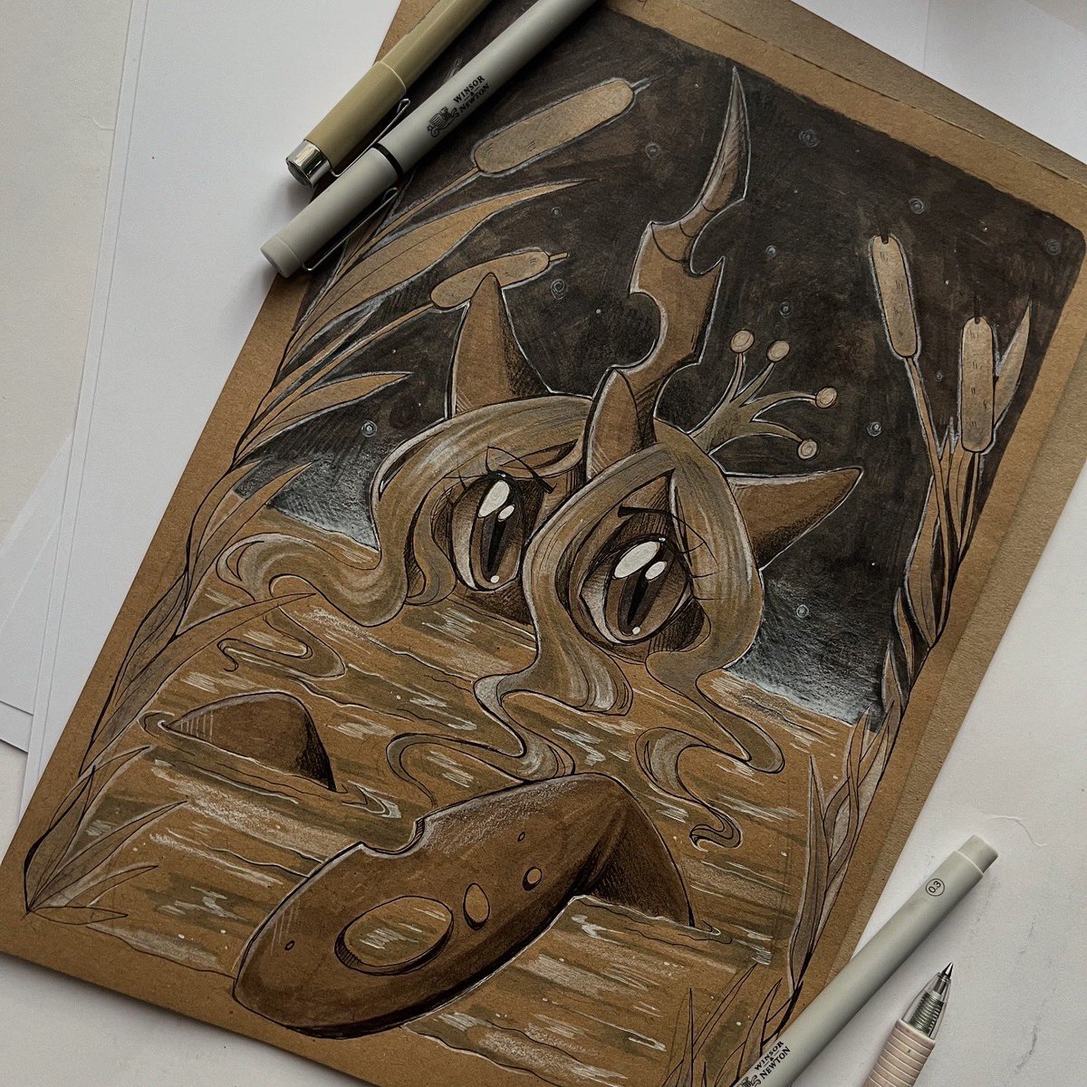 Faelitha_'s tweet image. Day4 : Murky #chrysalis #queenchrysalis #ponyart #mlpartist #pony #mylittlepony #fanart #inktober2025 #inktober #tradicionalart