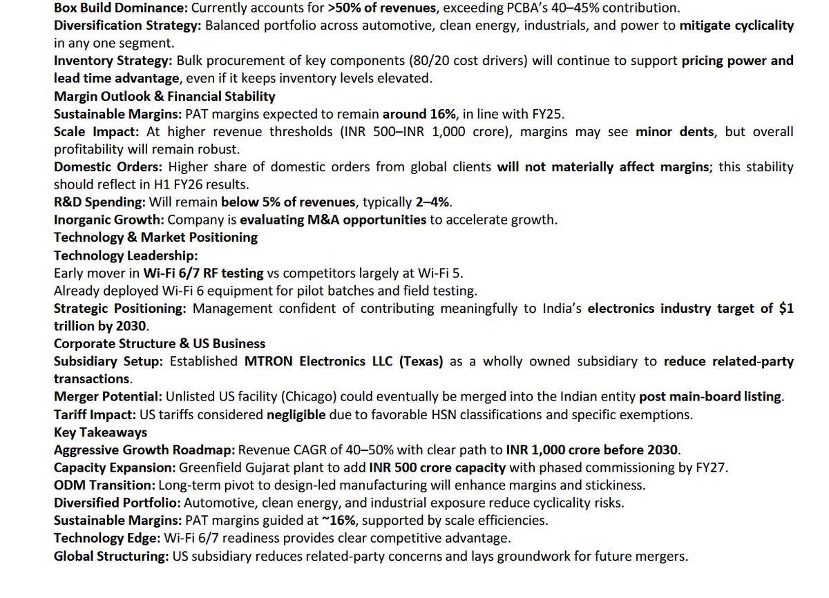AchuthRock007's tweet image. #Aimtron
#AimtronElectronics

Long-term ambition is to cross INR 1,000 crore in revenues before 2030 🔥🔥

Management reiterated guidance of 40–50% CAGR over the next 3–5 years 🔥🔥

 US tariffs considered negligible due to favorable HSN classifications and specific exemptions 👍