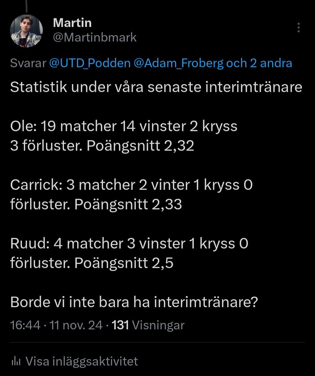 Martinbmark's tweet photo. @UTD_Podden Hade en spaning förra gången det var snack om en ny tränare. Vi borde bara ha interimtränare! https://t.co/cidKmO8FQI