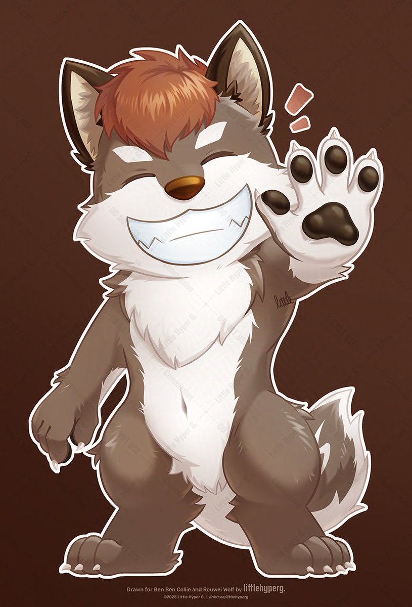 LittleHyperG's tweet image. A similar piece of art I drew that will be used for something else by the client. It's a top secret for now, but I'll reveal once it's ok to do so 👀

——
proudly drawn for @Ben_ben_collie and @RouweiWolf ✨ 
#Furry #FurryArt
