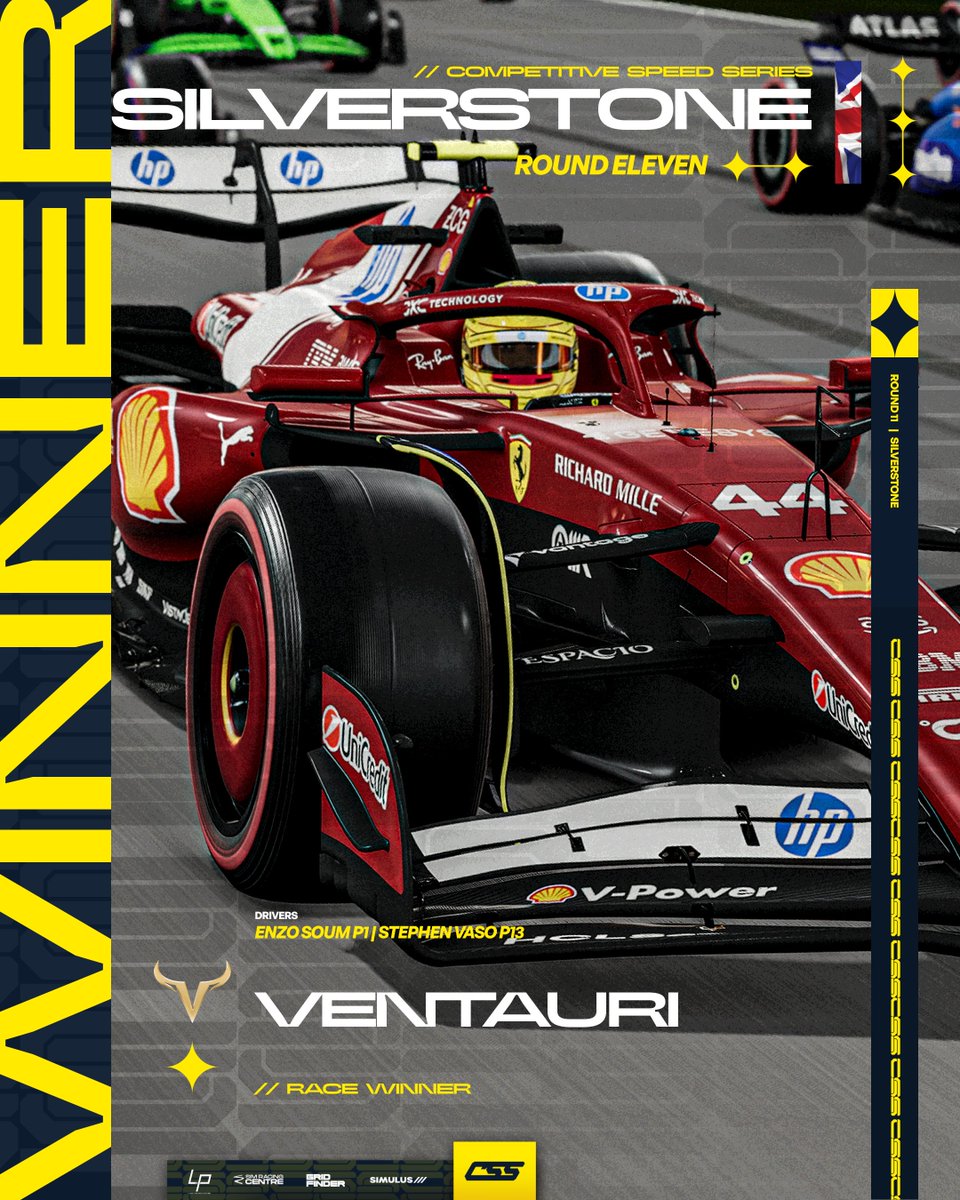 competitivessf1's tweet photo. RACE WINNERS | S6 PC - R11 🇬🇧 | @VentauriVNT 

A 5th win this season taken by @Enzo_Soum and the title is secured for VNT! 🔥

Can they do the same IRL? 👀

#CSSxS6 https://t.co/uqs7yKVALx
