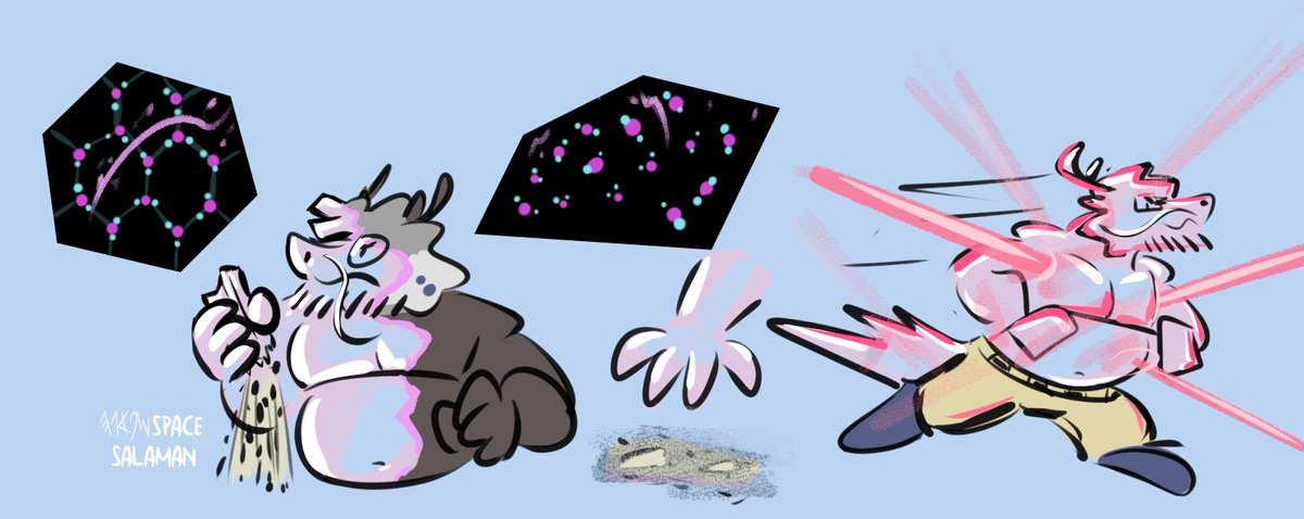 space_salaman's tweet photo. prof. cole took the molecular structure
> his self-transmutation power ruins the sample he used, oh no... #scalie #superfur https://t.co/T1OYgDi0u1