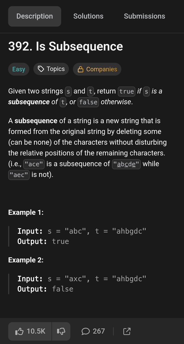 Prysh_07's tweet image. Day 25 ✅
- Solved 2 LeetCode Problems
    &amp;gt; 11 -&amp;gt; Container With Most Water (potd)
    &amp;gt; 392 -&amp;gt; Is Subsequence 
#twopointer