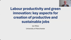 CrisMartinezILO's tweet photo. 🌱“Labour #productivity &amp; #GreenInnovation are key to create #greenjobs for a #JustTransition” Prof  Ian Miles, Manchester Univ at Session 3 of @ilo Regional Meeting Europe &amp; Central Asia. International expertise &amp; local knowledge enhance productivity ecosystems.
💼🌍#decentwork https://t.co/hfFeFexhif