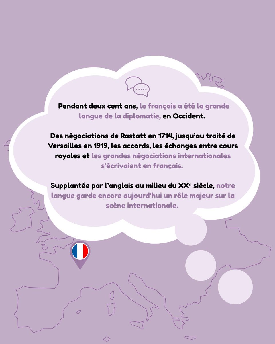 🕒 Le savais-tu ? Pendant près de deux siècles, le français a été la langue officielle de la diplomatie occidentale.

💬 Et toi, savais-tu que le français avait eu ce rôle aussi central ?

#MinuteFrancophone #Francophonie #LangueFrançaise #Diplomatie #Culture #FLE