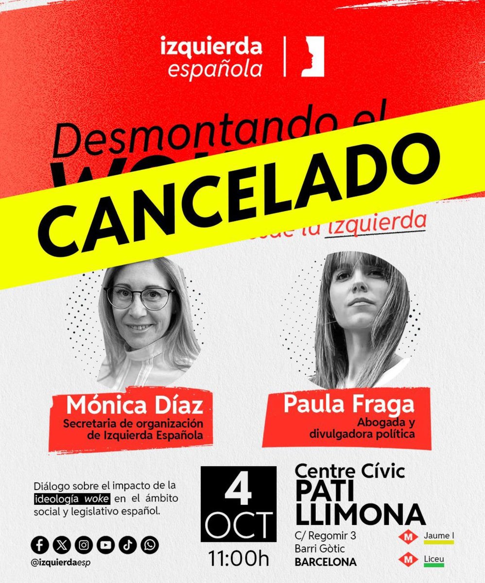 Estimados y amigas, muchas gracias por el interés y sus mensajes. Lo cierto es que tenía muchas ganas de verles y hacer esta charla con <a href="/izquierdaesp/">Izquierda Española</a>, pero he pasado toda la noche en el hospital por una infección. Espero que podamos retomarla y vernos pronto en Barcelona.