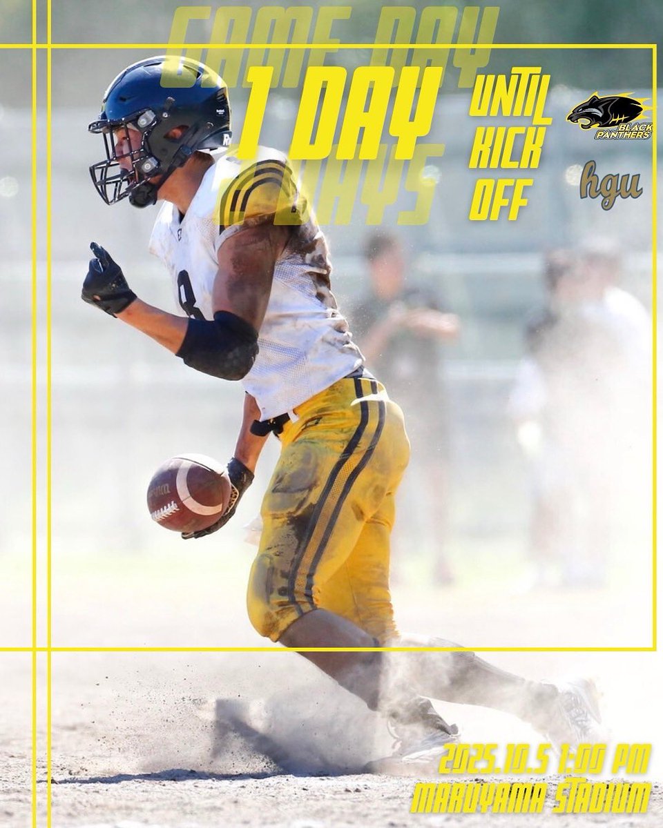 【試合告知】
1DAY UNTIL GAME DAY 

10月5日(日)
vs. 北海学園大学 GOLDEN BEARS
13:00 KICK OFF
📍円山競技場

WR/LB #8 西京介
意気込み:なんとかなる
勝負曲:Invaders Must Die/The Prodigy