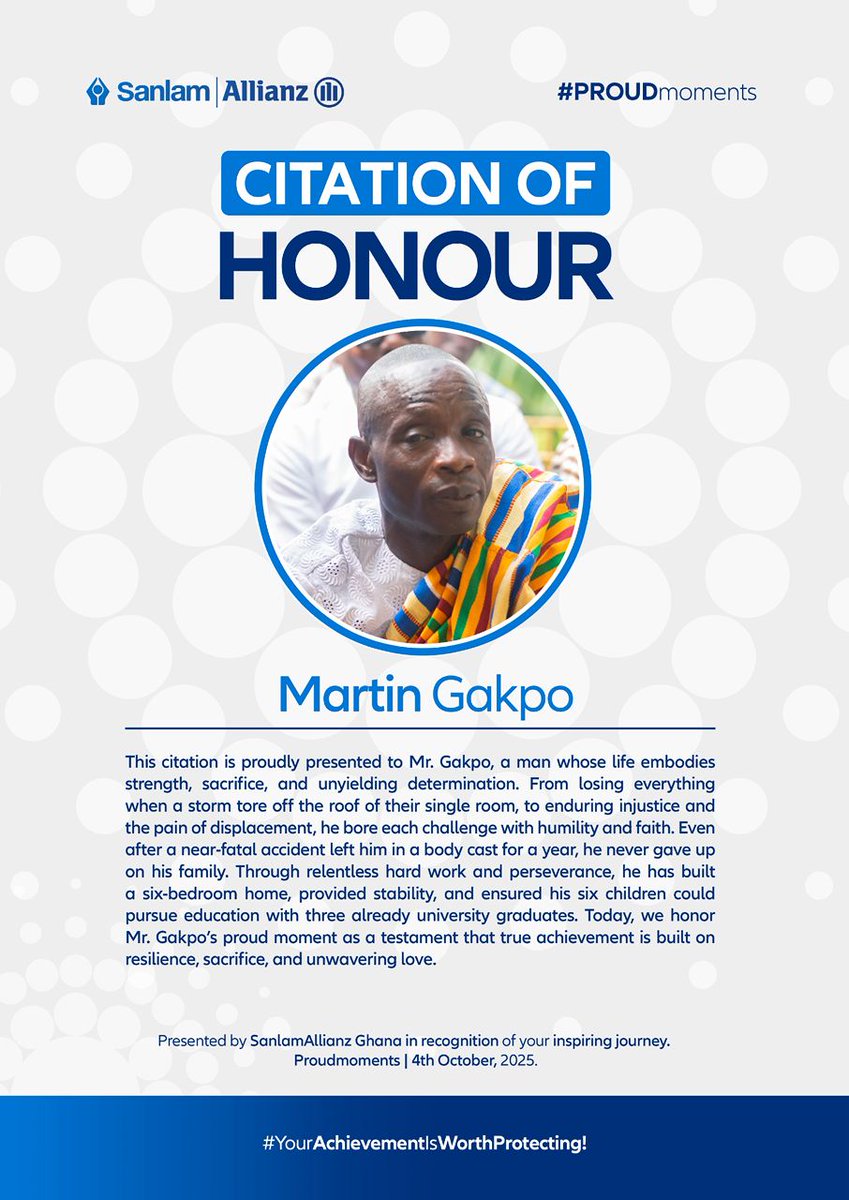 KingFabulo's tweet image. From losing everything to building a six-bedroom house and raising six children with dignity Mr. Gakpo is the definition of perseverance. 󰚣
Discover more on @sanlamallianzghana #PROUDmoments