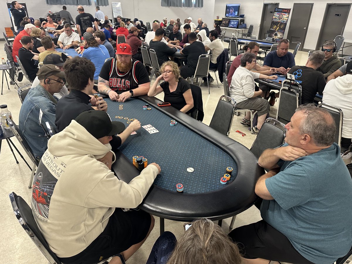 Charity poker TODAY 🎉 Sat Oct 4 @ Bridgeview CC!

💸 $1-2 NLH @ 2pm | $2-3 NLH @ 3pm
🗓️ Tournaments:
♧ 2pm $20 Early Bird
♢ 4pm $150 Deepstack (40K/25min)
♤ 7:30pm $80 Saturday Special (25K/15min)

👑 CASH IS KING: Play. Earn. Win. $15K Giveaway.

#ccgpoker #poker
