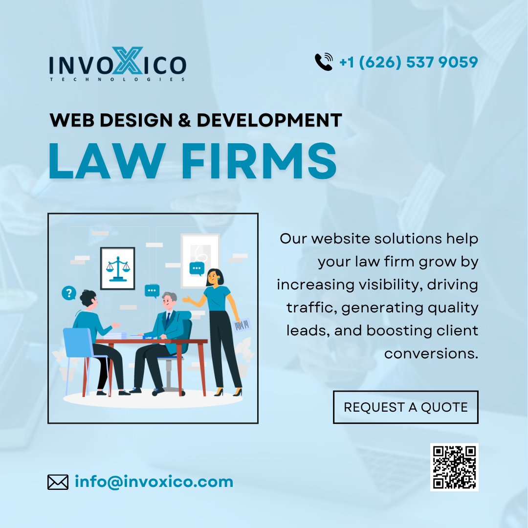 invoxicotech's tweet image. ⚖️ #WebsiteDesign &amp;amp; Development for #LawFirms

#Invoxico builds secure and professional websites for law firms that inspire credibility and simplify client interaction. 🏛️

📞 +1 (626) 537 9059
📧 info@invoxico.com
 🔗 tinyurl.com/bddnwbpw

#WebDevelopment #UIUX #UIDesign