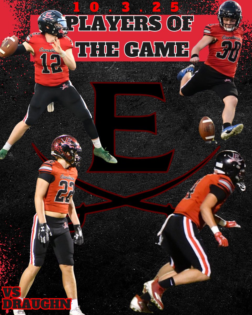 10.3.25 Players of the Game 🏈

Overall: Jason Arrowood, #22

Offensive: Landon Flynn, #12

Defensive: Eli Roof, #4

Special Teams: Ian Queen, #30

#WeTheEast #SwordsUp⚔️ #WIT