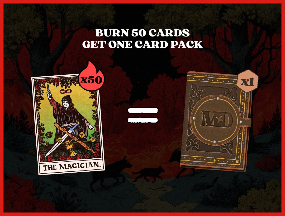 By playing Mystic, you will accumulate a lot of cards; their rarity could be anywhere from legendary to common...

Any unwanted cards you stack up, you're able to burn to get a new pack 🔥