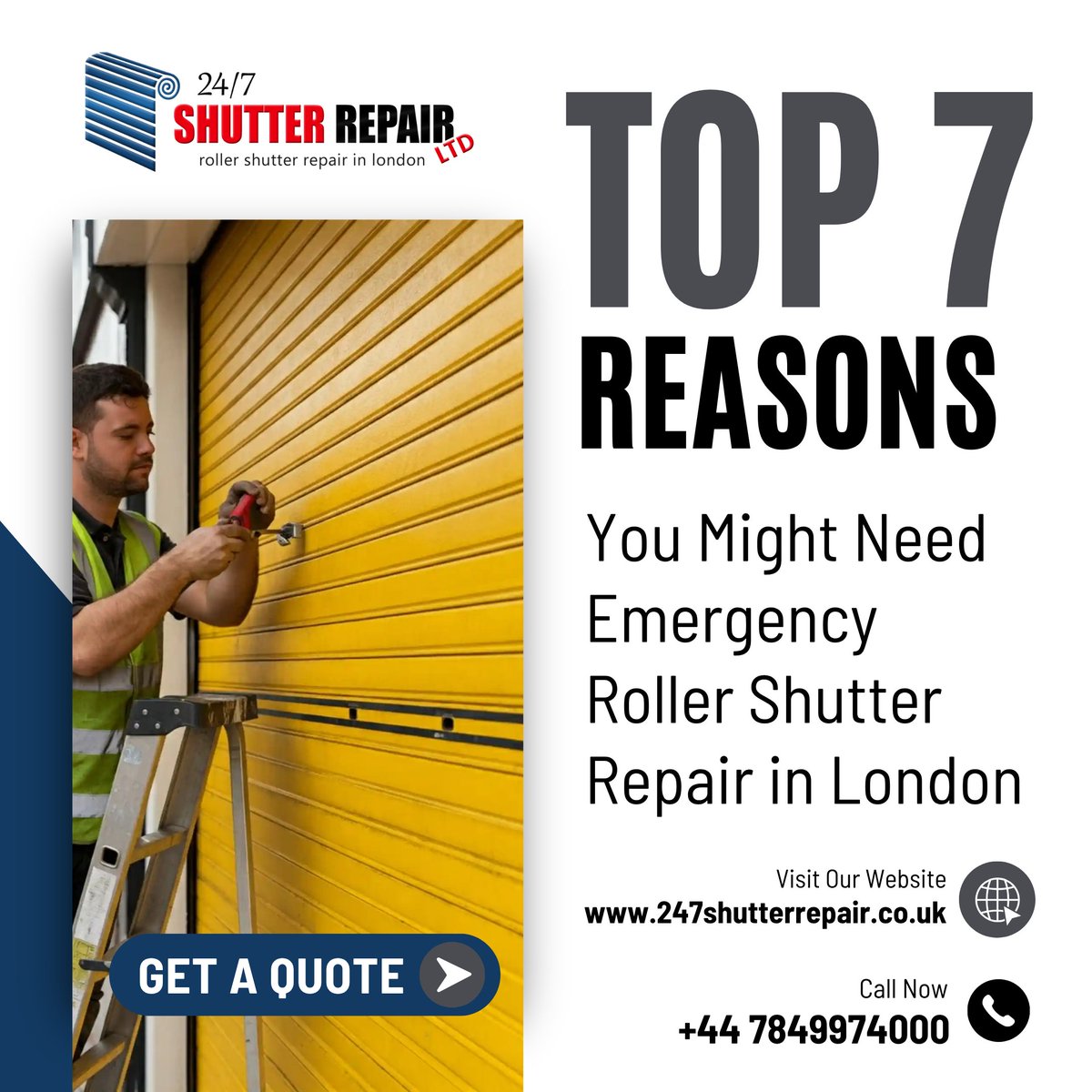 247shutter's tweet image. 🚨 Shutter stuck or damaged?

We offer 24/7 Emergency Roller Shutter Repair in London ✅
* 30-min response
* No call-out charges
* Manual &amp;amp; electric shutters repaired the same day

📞 07849974000
🌐 247shutterrepair.co.uk

#London #ShutterRepair #EmergencyServices #Security