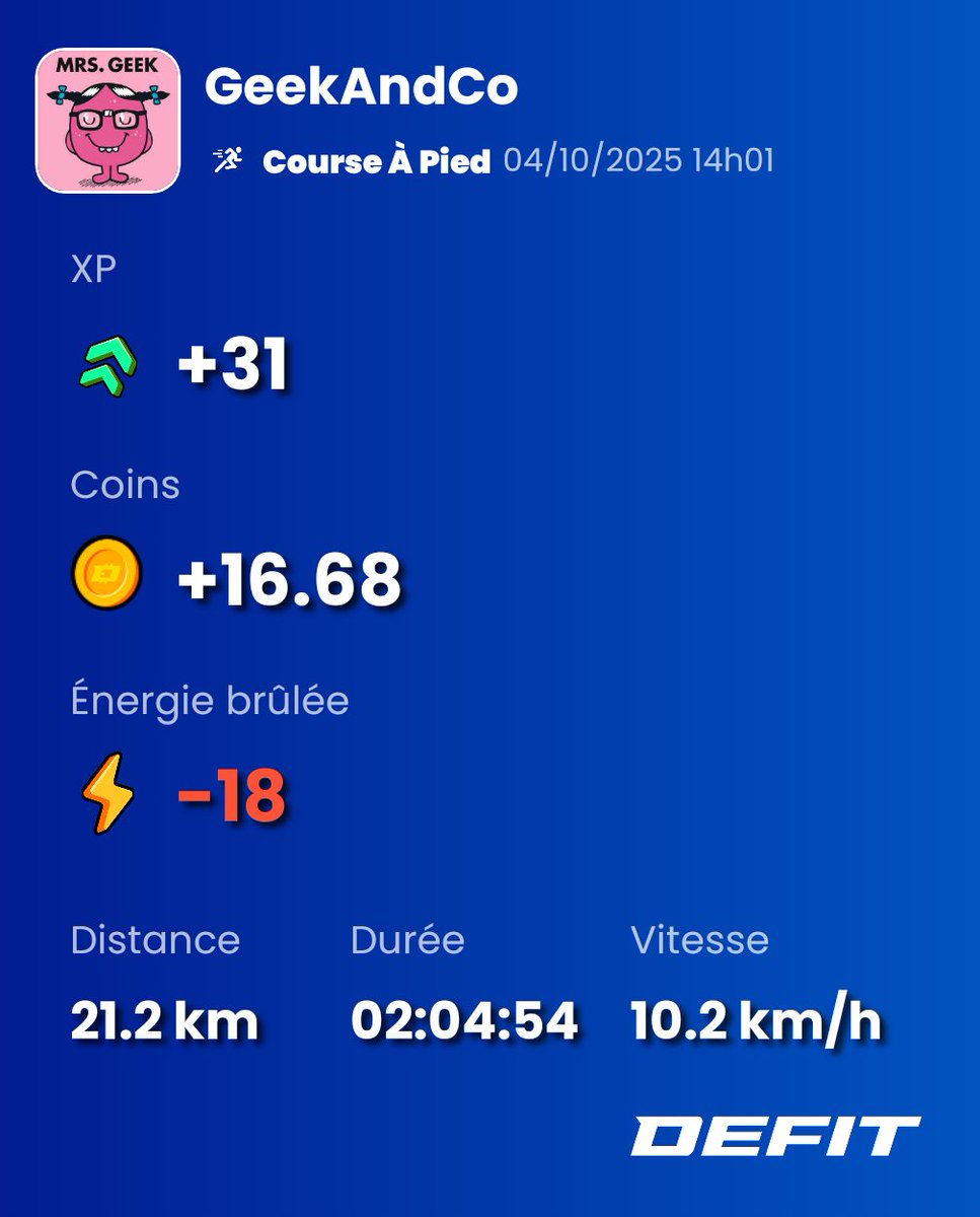 GeekAndCo1's tweet photo. Semi-marathon avec un vent 🌪 dantesque 🙄
Still looking for more members to join 🫵 my @DEFITofficial team.
Use captain code 62782CA4

#defit #MoveToEarn #FitnessMotivation @_pneumaniacs_ https://t.co/HhNMpo2geL
