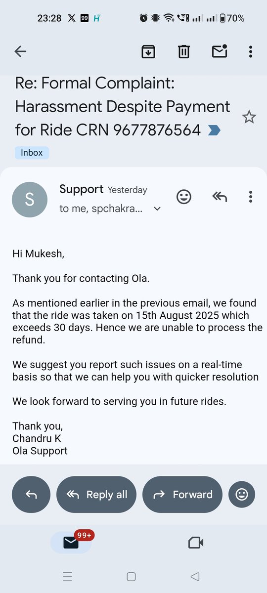 <a href="/ola_supports/">Ola Support</a> Is this the solution to the problem?How can you ask for money after 30 days when it is already paid.#olasupport