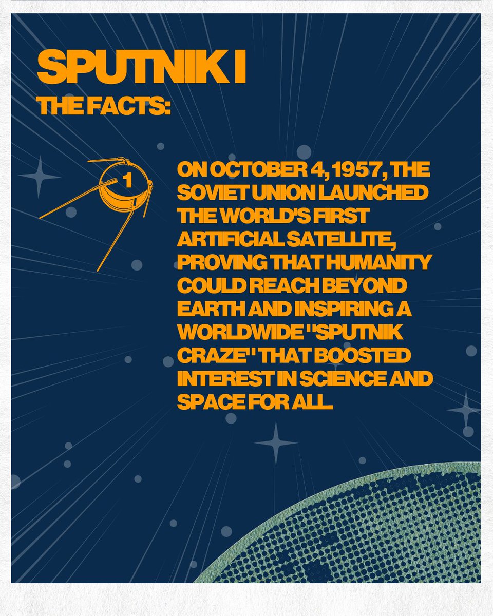 SpaceHumanity's tweet image. 68th Anniversary of Sputnik 1! 🚀

To kick off World Space Week, we’re starting with the object that kicked off human space flight.

On October 4, 1957, the Soviet Union launched the world&apos;s first artificial satellite, Sputnik 1, ushering in the Space Age and igniting humanity&apos;s…